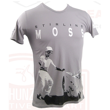 Nicolas Hunziker Men's Grey T-Shirt Sir Stirling Moss Le Mans Style Start Porsche 550 Spyder
